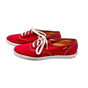 Keds Champion Sneakers Shoes Red Canvas Women's Size 8.5 Low Lace Up